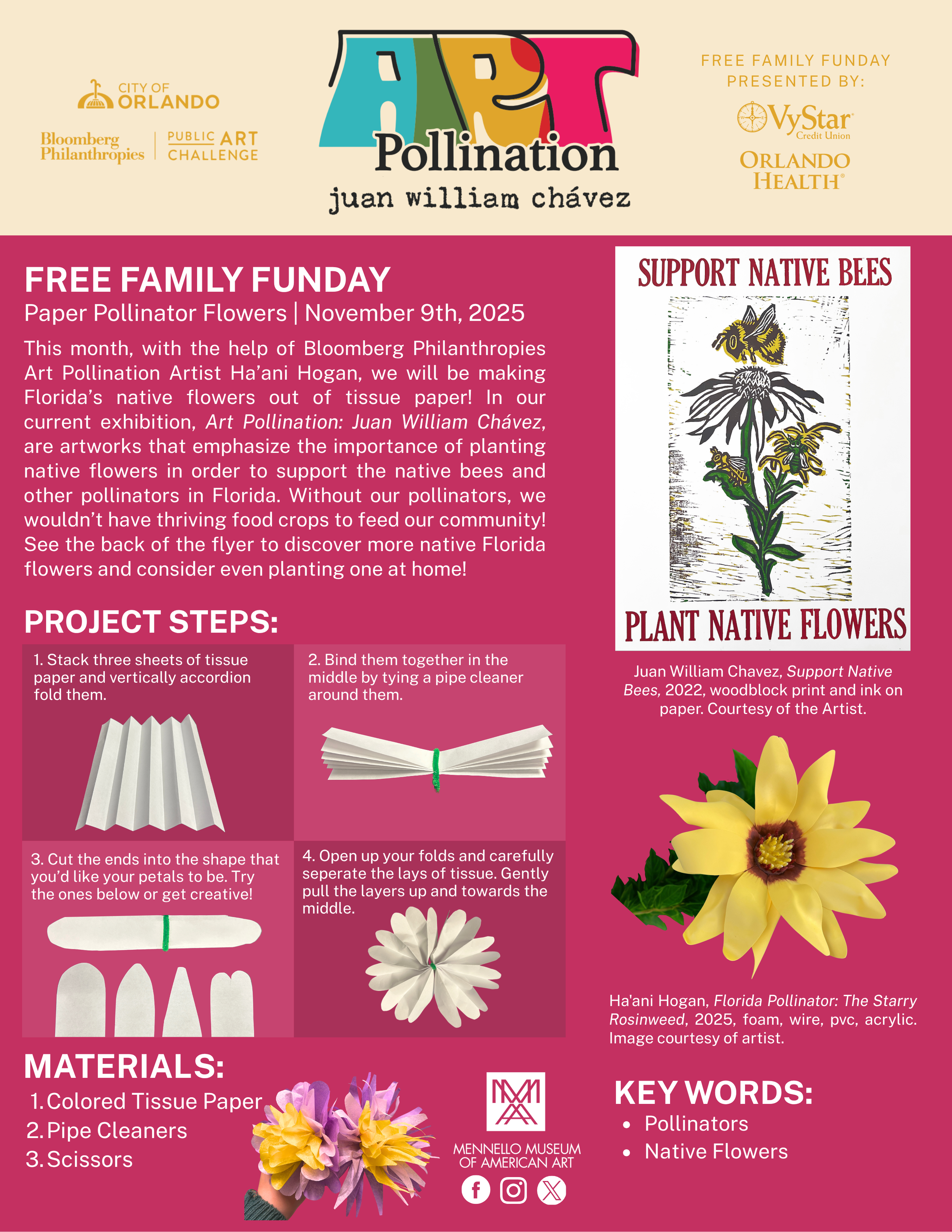 Graphic of written instructions above on how to create a tissue paper flower