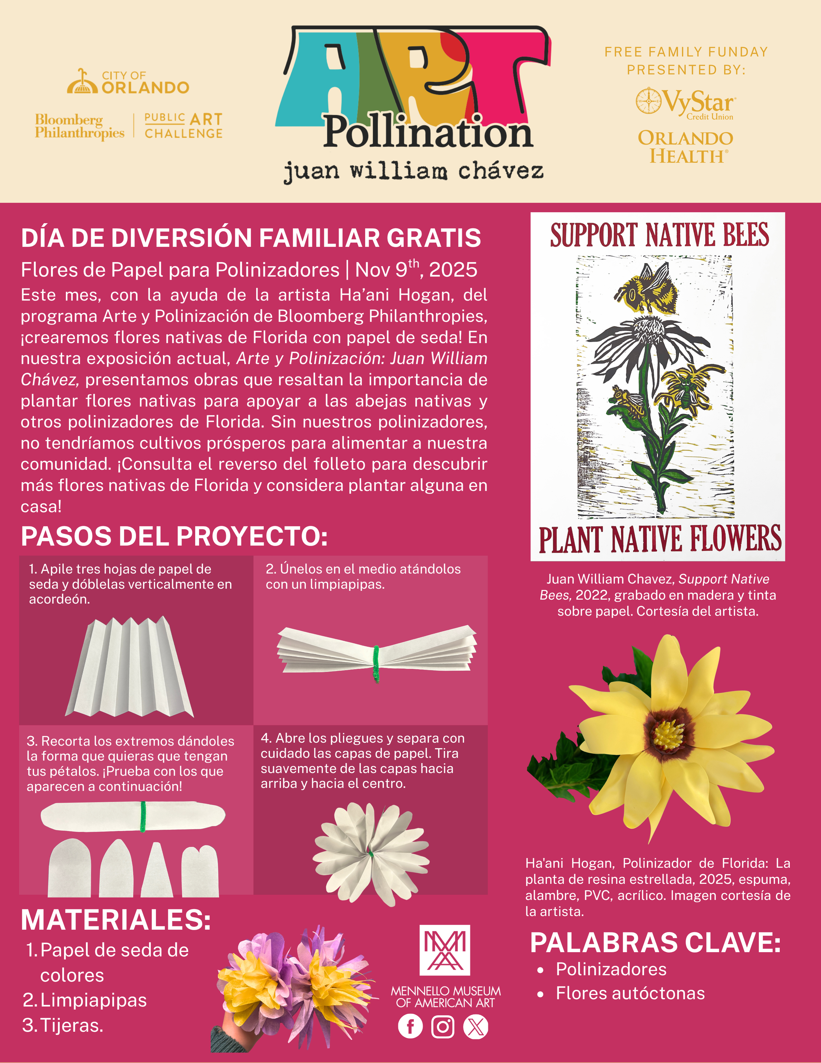 Graphic of Directions written above to create tissue paper flowers in Spanish