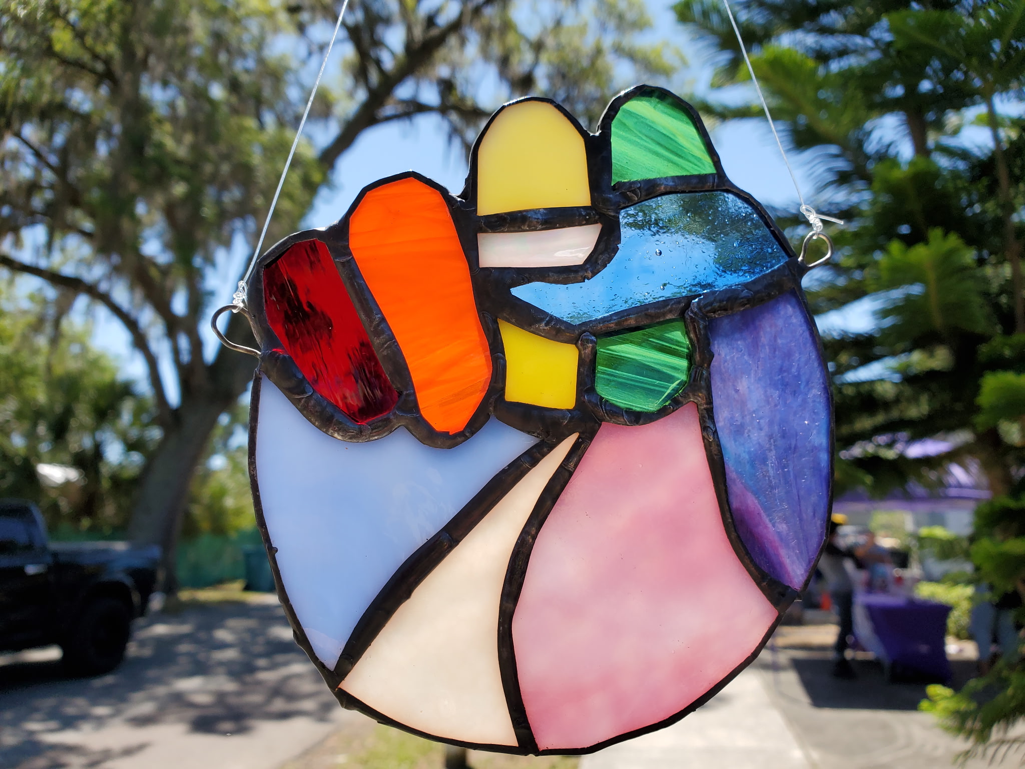 Rainbow Raised Fist Stained Glass 