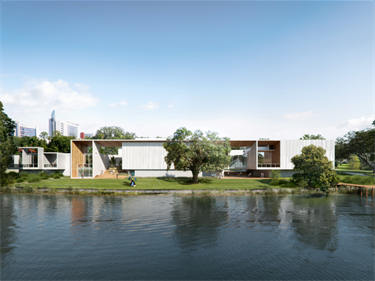 Rendering of the new museum facing the lake