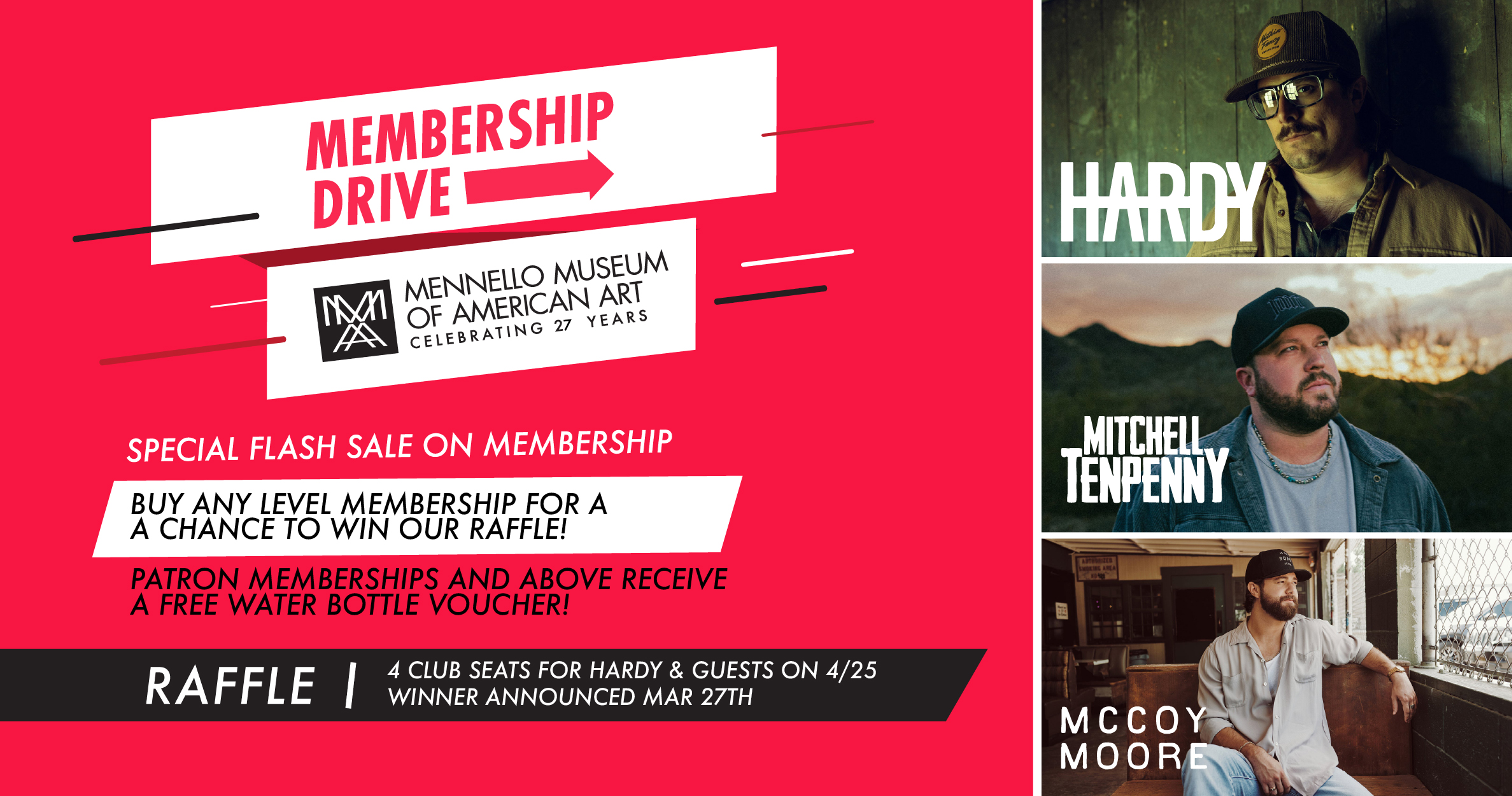 A "special flash day on membership" flyer with raffle details